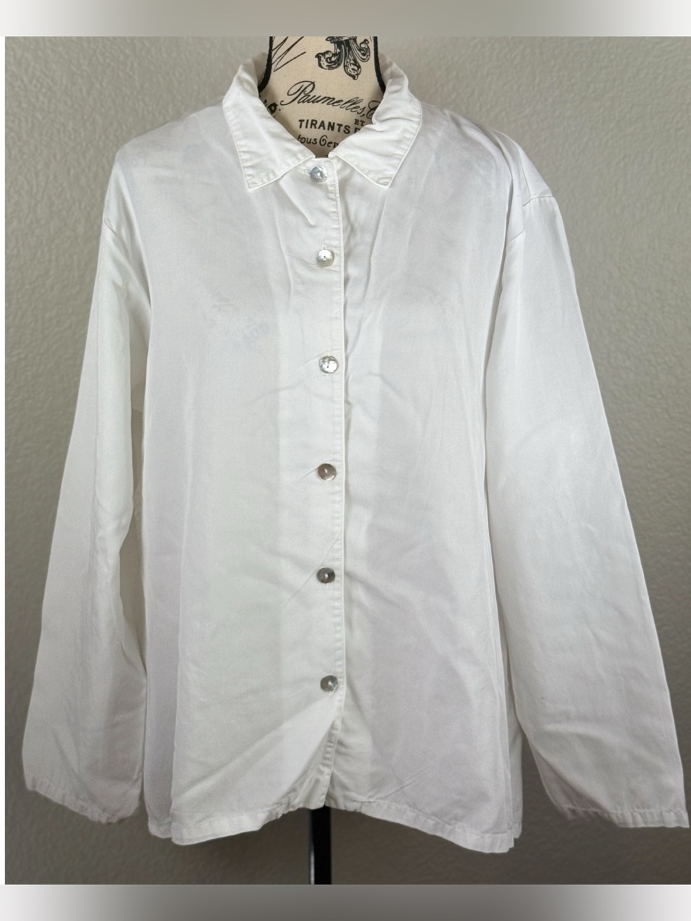 Bryn Walker WomeClassic White Button-Up Long Sleeve Shirt Lagonlook Large